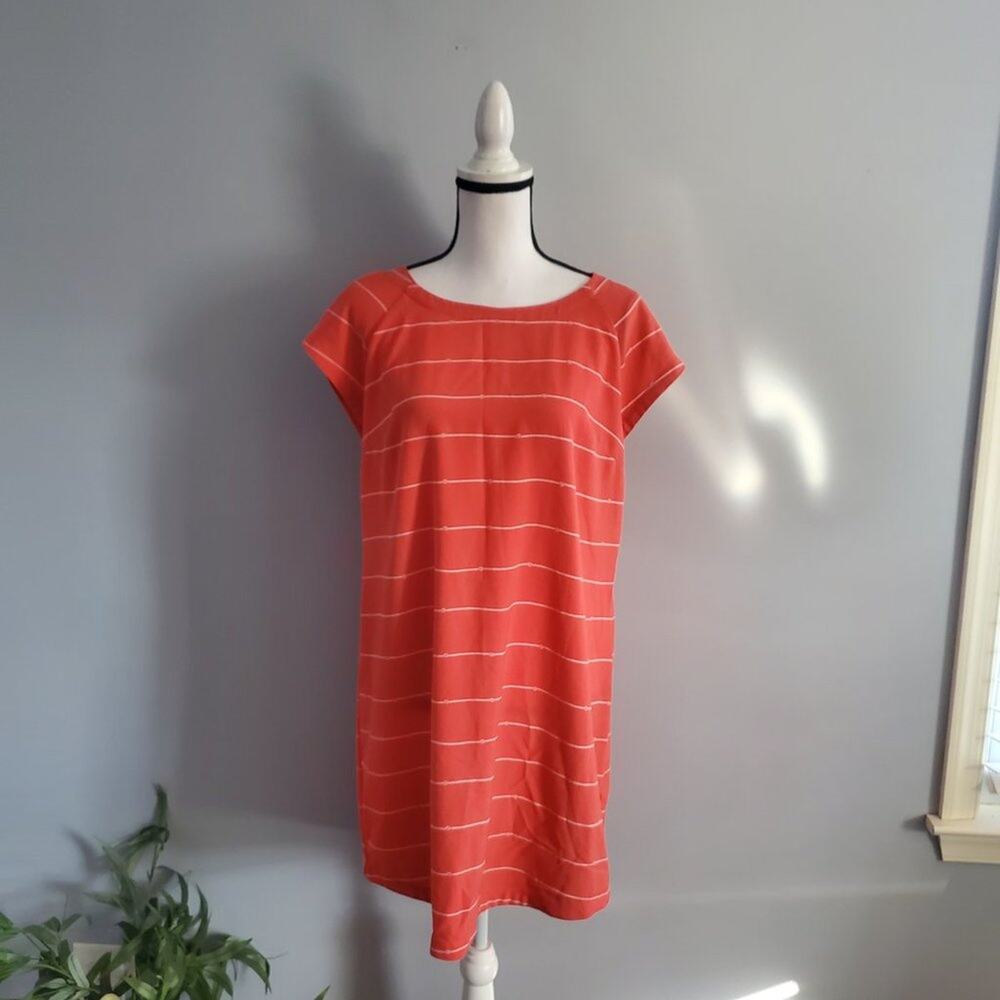 Merona Short Sleeve  Orange Nautical Knots Striped Dress L